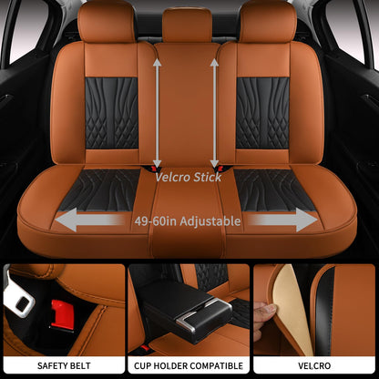 Leather Car Seat Covers (Brown&black/Full Set)