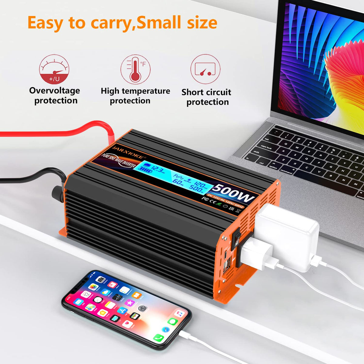 500 Watt Pure Sine Wave Power Inverter 12V DC to 110V 120V