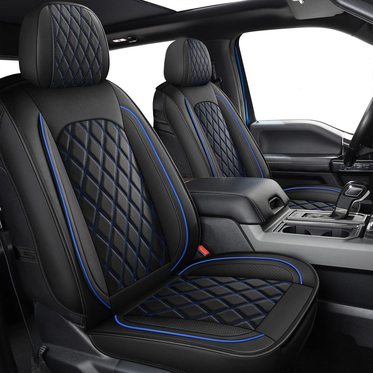 Dodge Ram Seat Covers Full Set For 2009 (Black and Blue / Full Set (Flat Back))