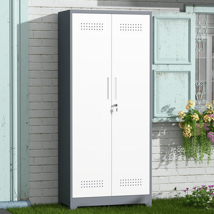 72'' Metal Utility Storage Cabinet with Pegboard & Tool Hanging Bars