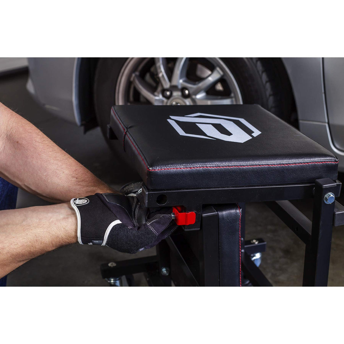 2-in-1 Rolling Creeper Seat Converts from High to Low Roller Seat, Fast, Tool-Free Conversion, Garage, Shop, Brake Jobs, Washing, Detailing, Maintenance, Thick Pad, 3-in. Casters - 240298
