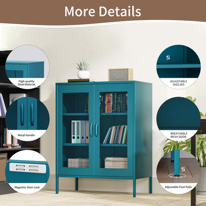 Metal Storage Cabinet with Mesh Doors (Blue / 40''H)