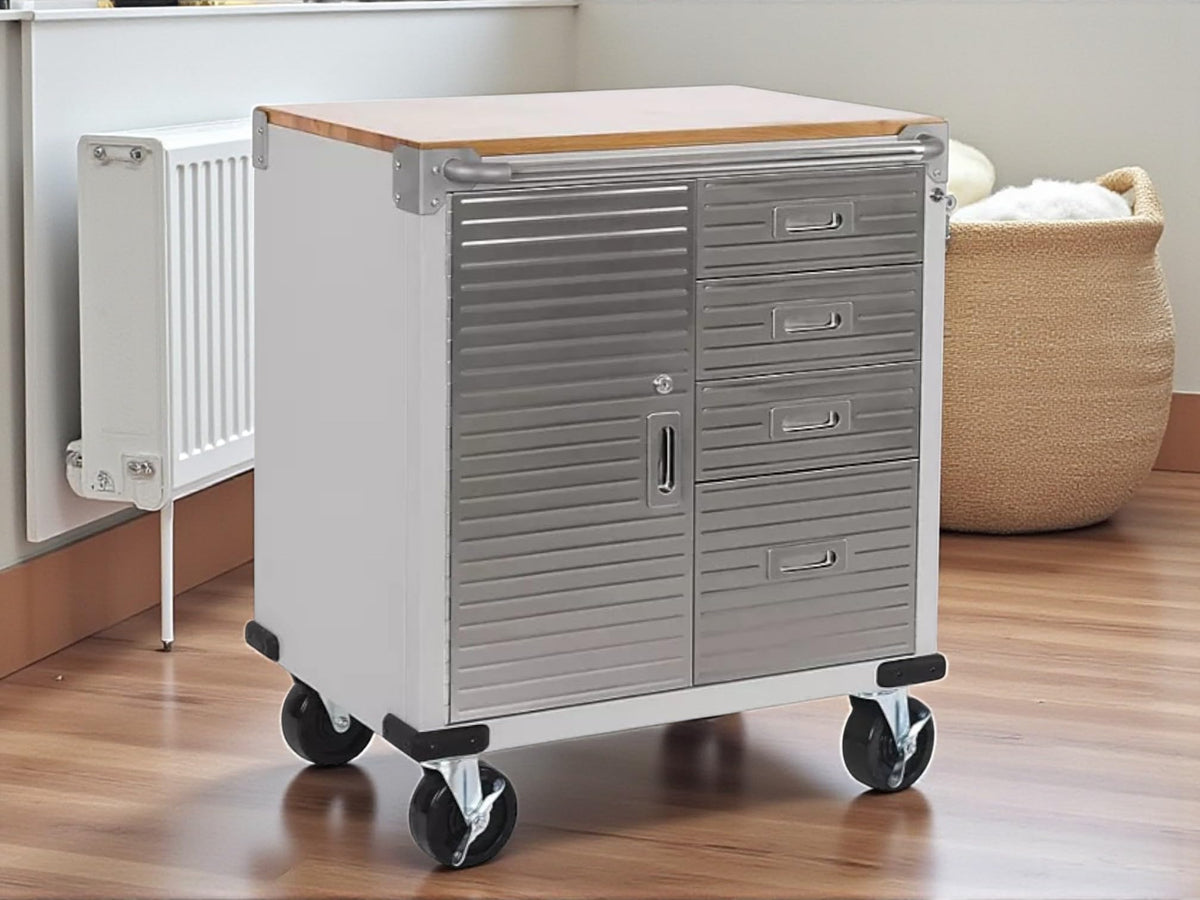 Heavy Duty Rolling Storage Cabinet with Wheels and Drawers (1 Door, 4 Drawer (28" W x 25" D x 34.5" H) / Granite)
