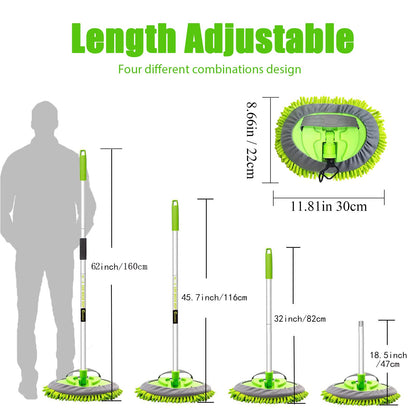 62" Car Wash Brush Mop Kit with Long Handle (Green)