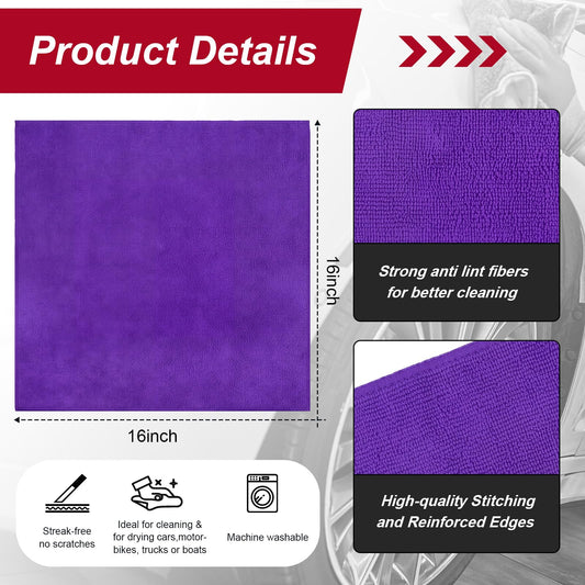 200 Pcs Microfiber Cleaning Cloth for Car (Purple)
