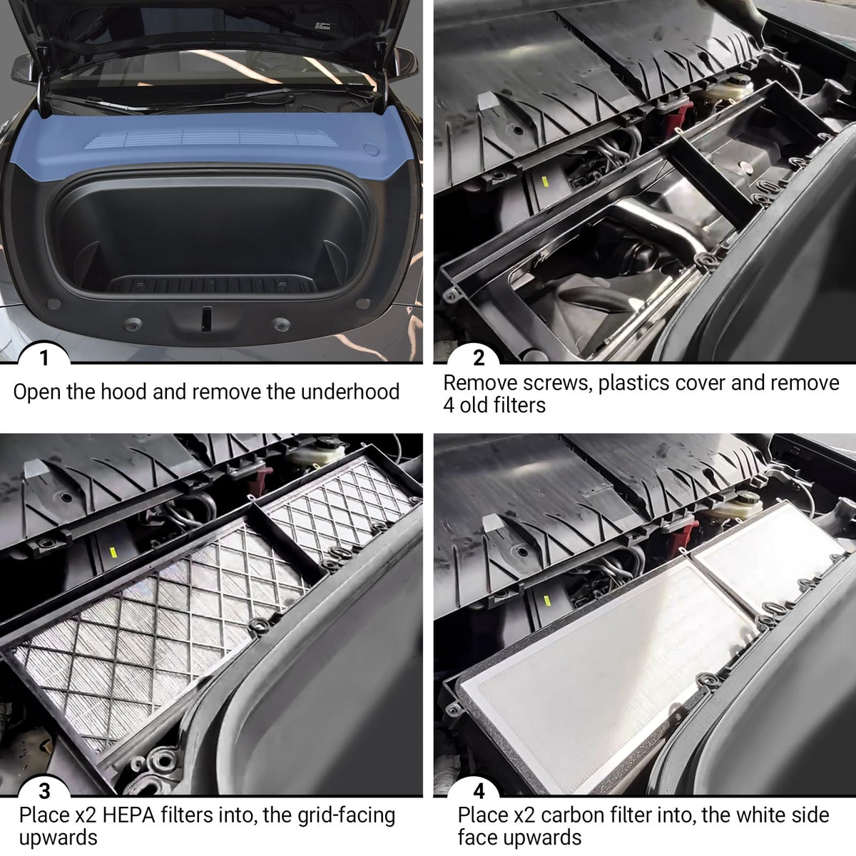 4PCS HEPA Cabin Air Filter for Tesla Model Y 2020