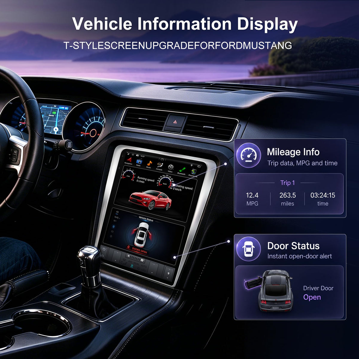 12.1 Inch Car Stereo Radio for Ford Mustang 2010 (T-style)