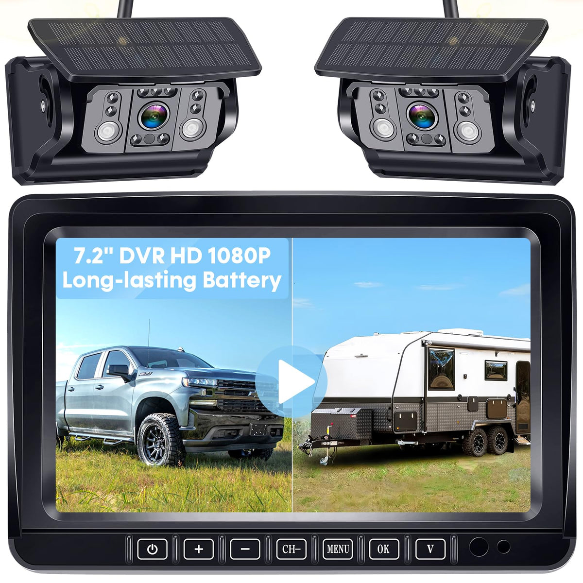 Dual Magnetic Wireless Backup Camera (7.2 Inch-2 Magnetic RV Cameras)