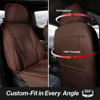 Premium Custom Fit Truck Car Seat Covers Full Set Seat Waterproof (X62 (See Vehicle Size Chart) / Full Set - Dark Brown)
